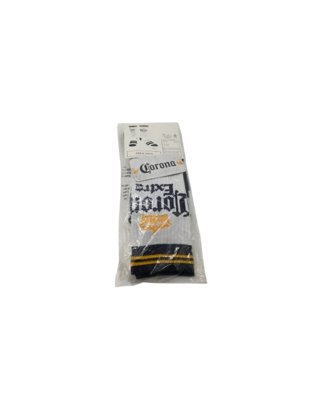 NIP Bioworld Corona Extra Crew Socks Sz 6.5-12.5 White Blue Beer Logo Novelty